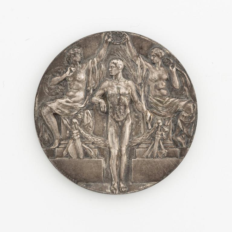 An olympic silver medal from the 1912 Summer Olympics in Stockholm, Sweden.