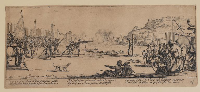 JACQUES CALLOT, the complete set of 18 etchings, 1633, second and third state mixed in the set.