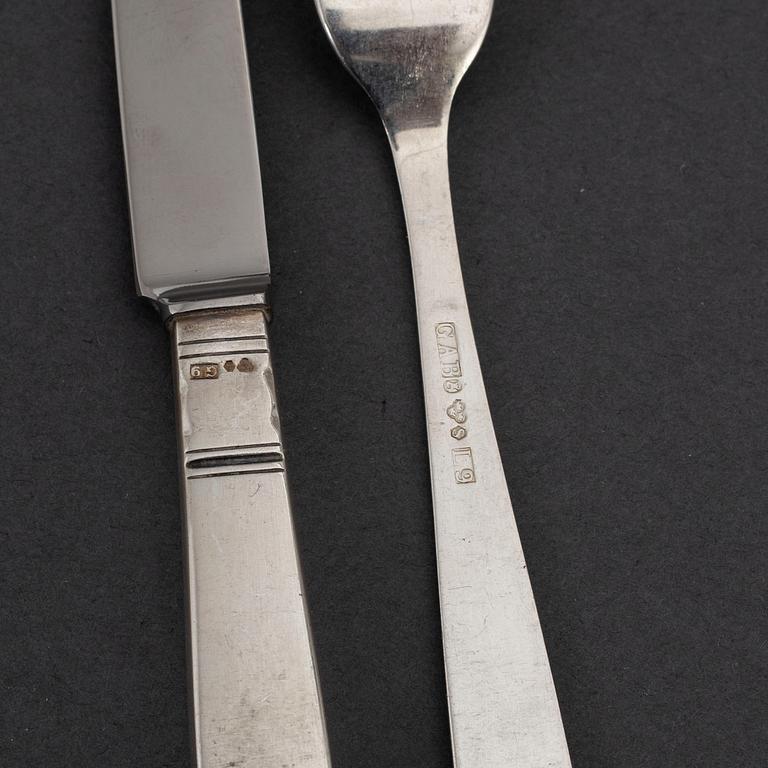 JACOB ÄNGMAN, 12+12 'Rosenholm' silver cutlery.