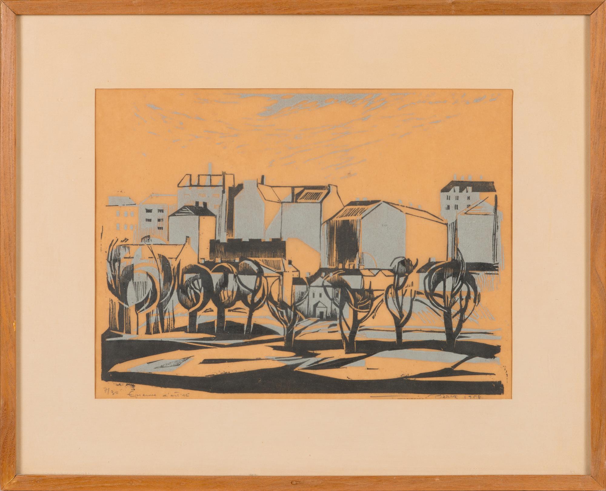 Tuulikki Pietilä, woodcut in colour, signed and dated 1958.
