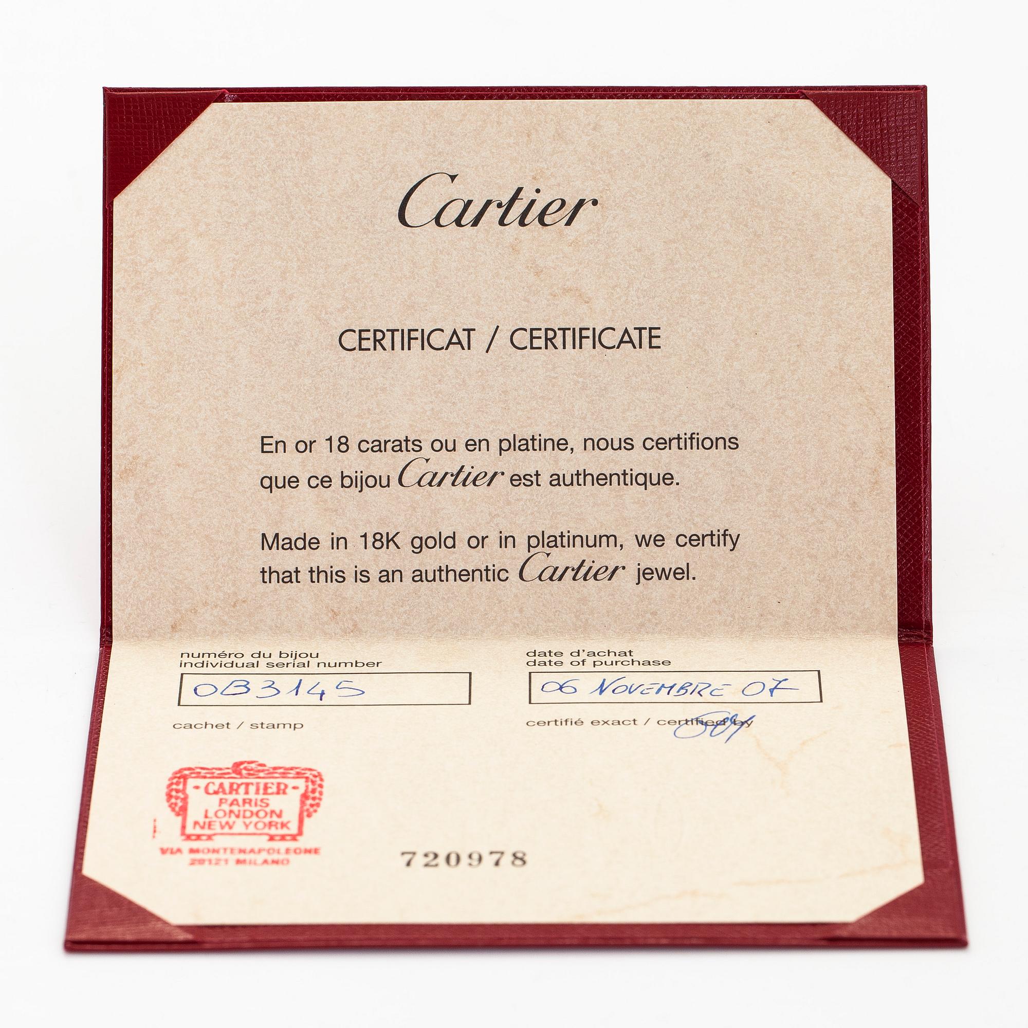 Cartier, kaulakoru, "Love", 18K valkokultaa, briljanttihiottuja timantteja.