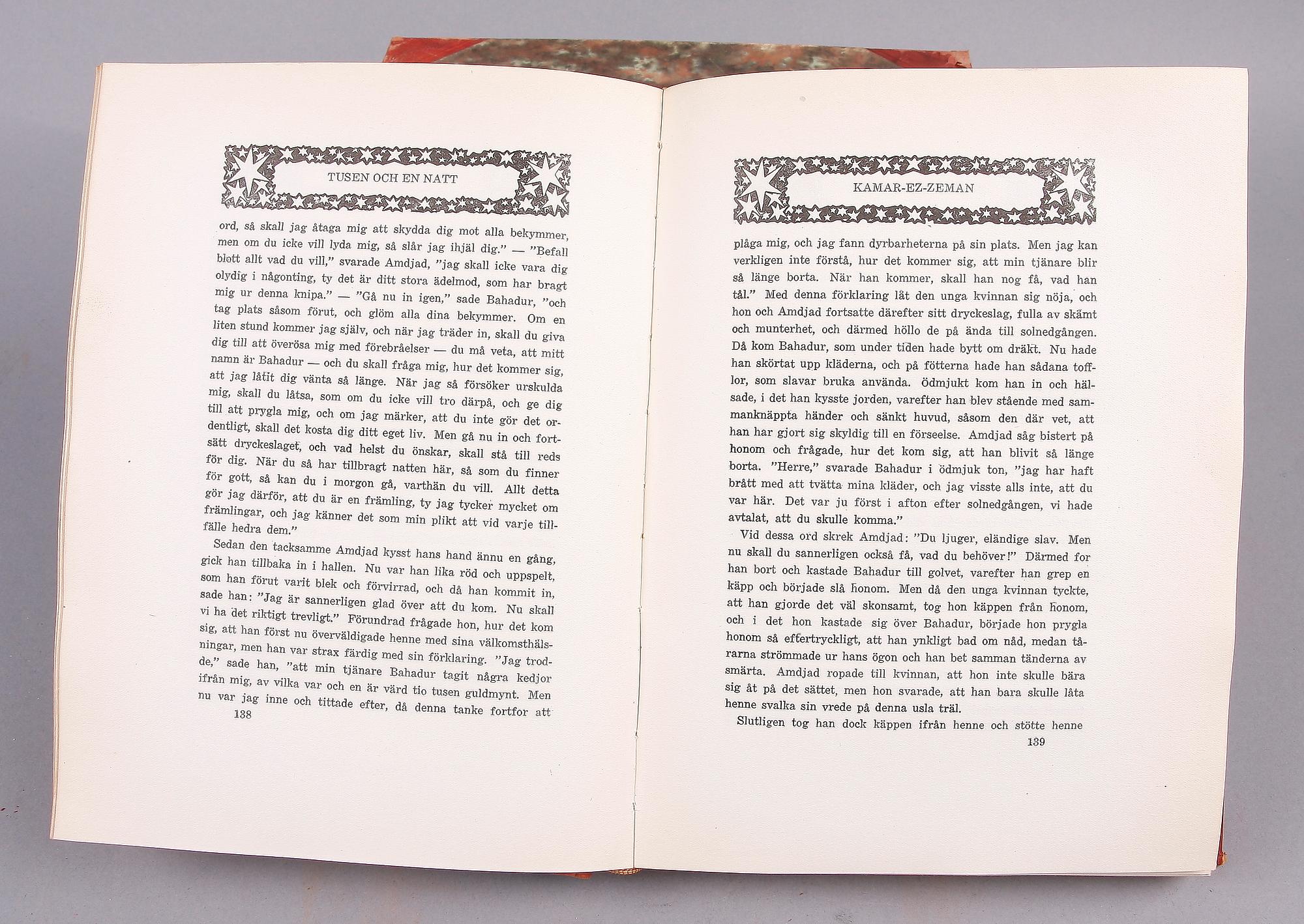 BOKVERK, vol I-IV, "Tusen och en natt", översatta av Torsten Wennström, Baltiska Förlaget.