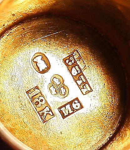 FINGERBORG, guld 18k. Lars Larson o Co Stockholm 1890.