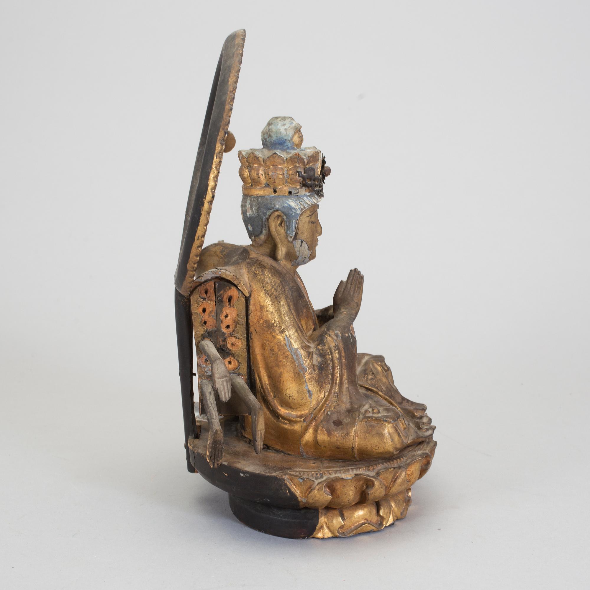 BUDDHA, förgyllt trä, Sydostasien, 1900-tal.