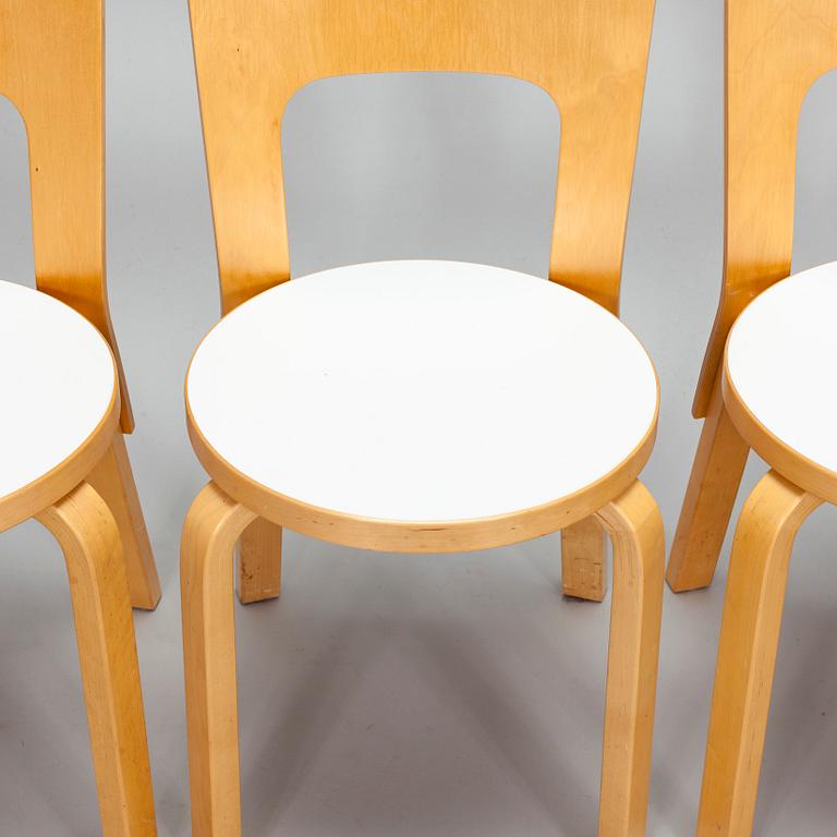 Alvar Aalto, four '66' chairs for Artek, late 20th century.