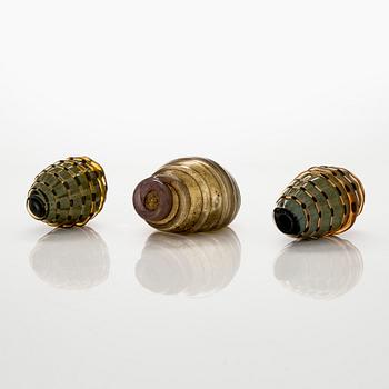 Tiina Nordström, konstglas, 3 st, signerade Tiina Nordström, Iittala 1992-1993.