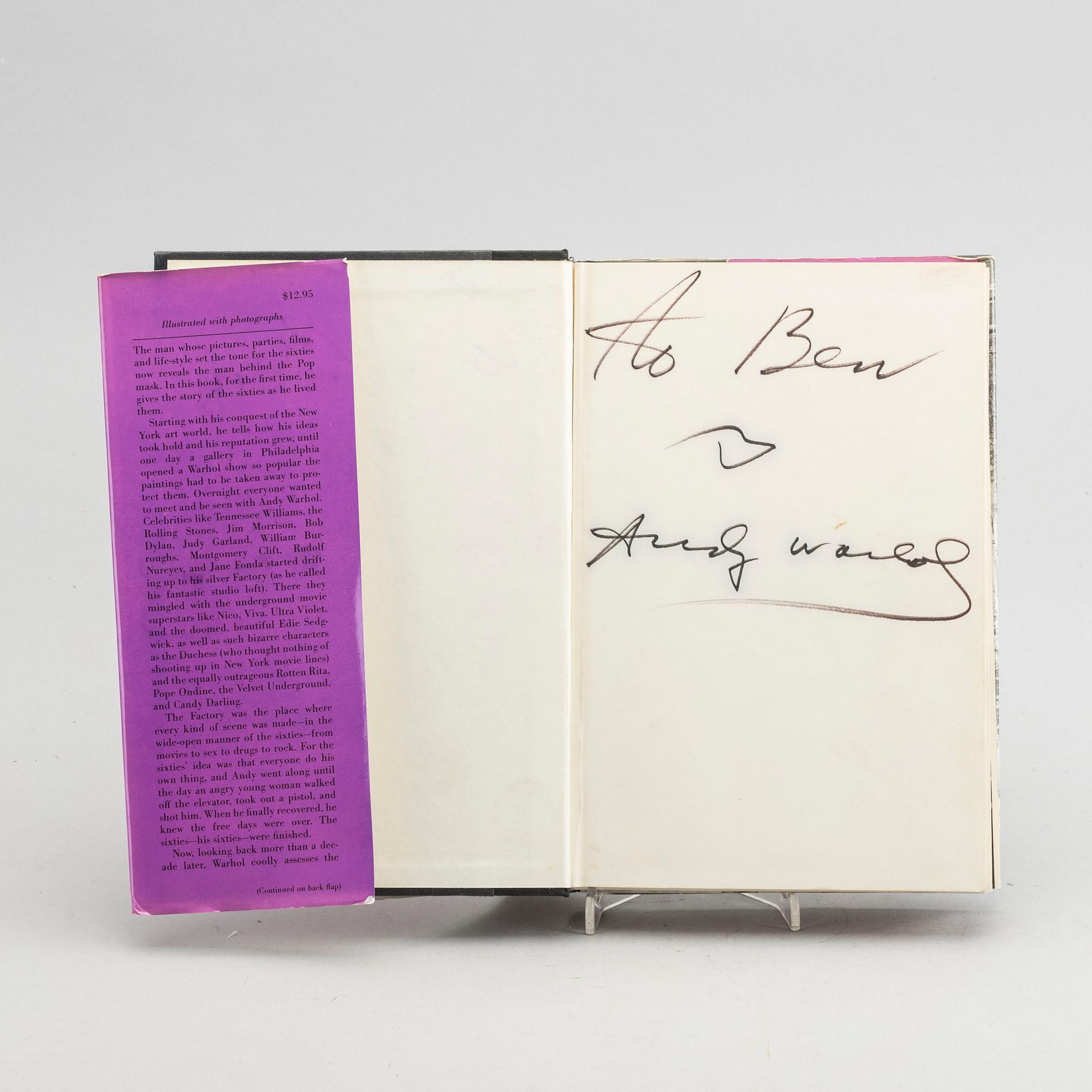BOOK, "POPism - The Warhol '60s", av Andy Warhol och Pat Hackett, 1980, first editon, signed.