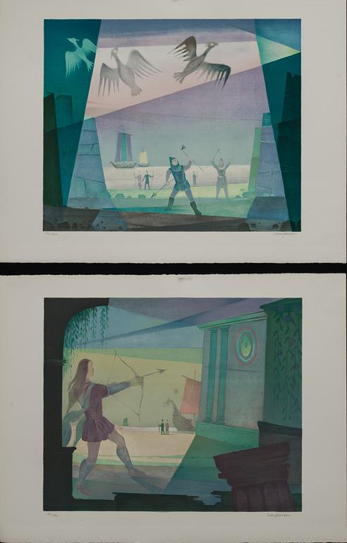 SVEN JONSON, färglitografier, 6 st, signerade och numrerade 196/390.