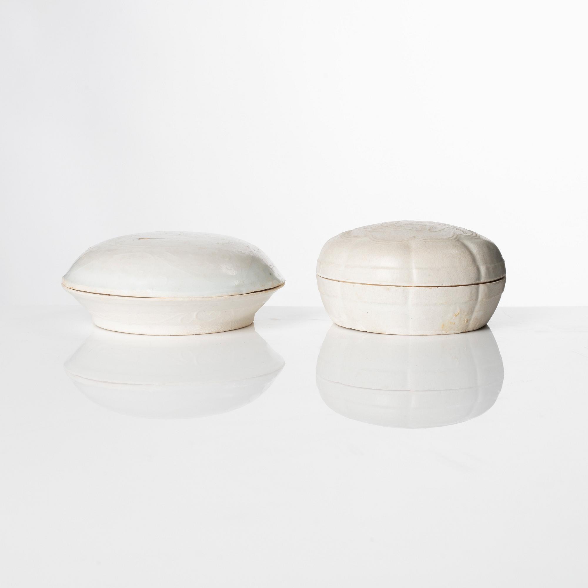 Two qingbai boxes with covers, Song dynasty (960-1279).