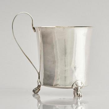 A Swedish early 19th century silver beaker with handle, mark of Anders Nymansson, Mariestad 1820.