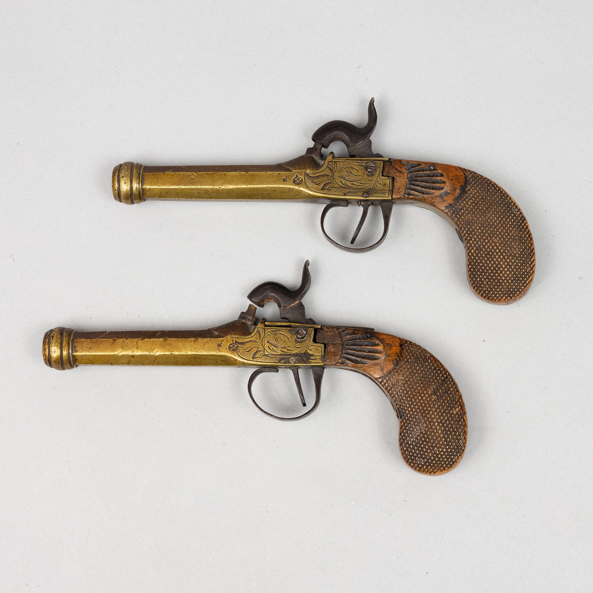 Slaglåspistoler ett par, 1800-talets första hälft.