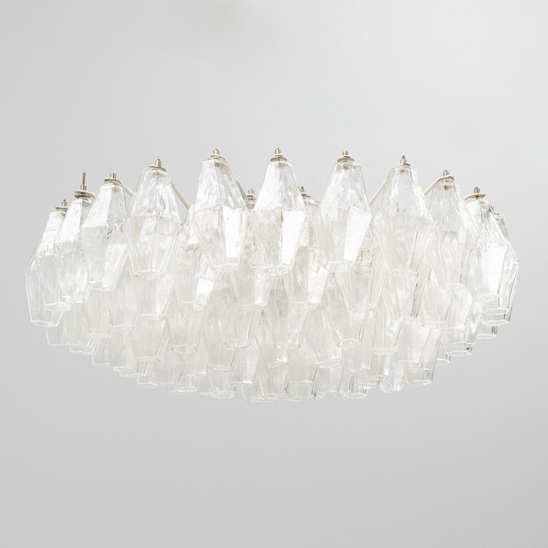 Carlo Scarpa, a 'Polyhedra' nine-light chandelier from Venini, Murano, 1950's/60's.