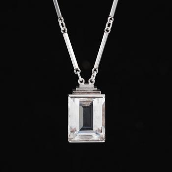 Wiwen Nilsson, a sterling silver and rock crystal pendant and chain, Lund, Sweden 1943.