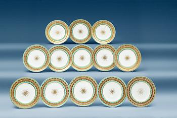 1366. A set of 13 French Empire plates.