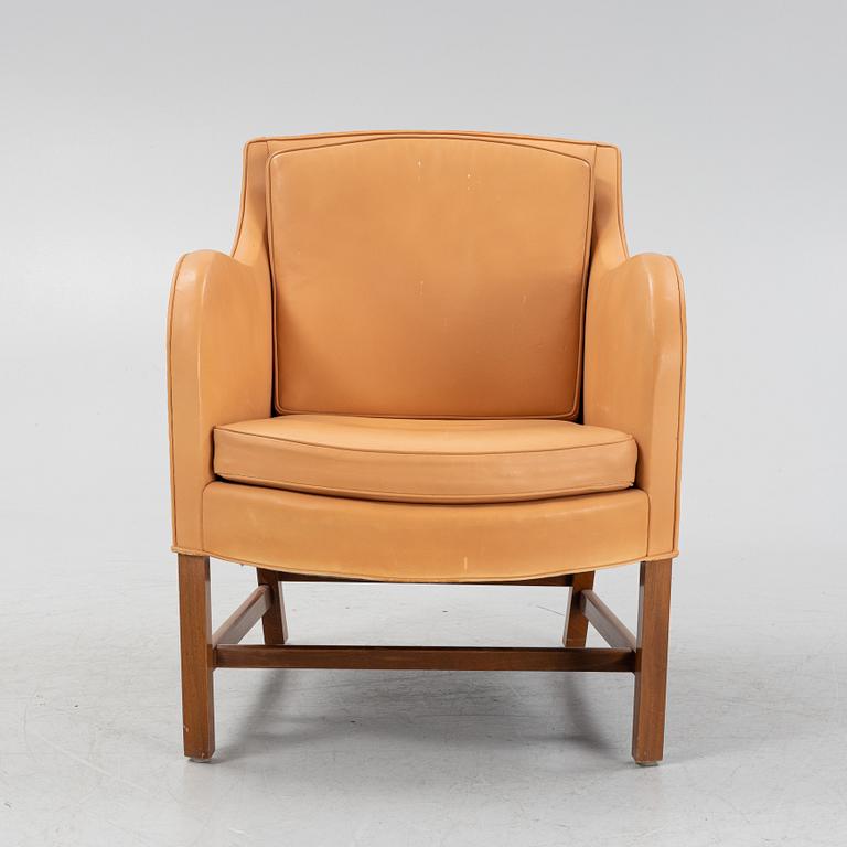 Kaare Klint & Edvard Kindt-Larsen, a leather easy chair 'Mix model 4396', Rud Rasmussen, Denmark, 1980's.