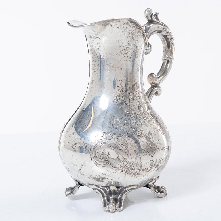 Frans Holm, coffee pot and cream jug, silver, Vadstena, 1877-79.