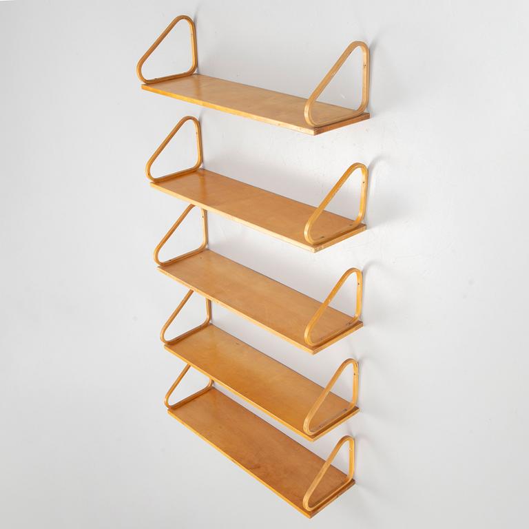 Alvar Aalto, shelves, 5 pcs, model 112, Ernst Sundh's Honorary Award, Artek, 1950s.