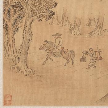 An album with 12 paintings by Qing dynasty artists, circa 1900. Attributed to Zhang Jian, Shou Ping, Yang Jin, after.