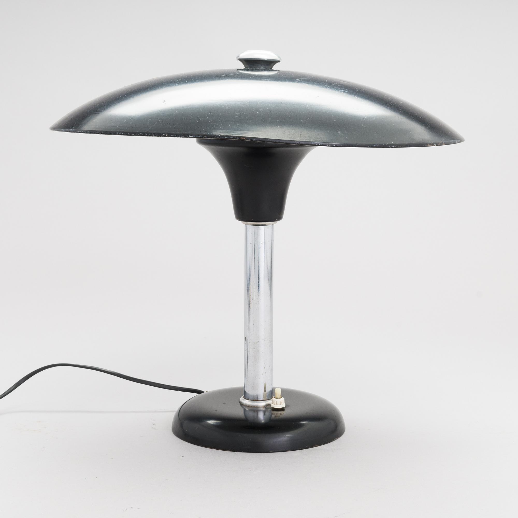 Max Schumacher, bordslampa, MWS (Metallwerk Werner Schröder) Lobenstein, Tyskland, 1930-tal.
