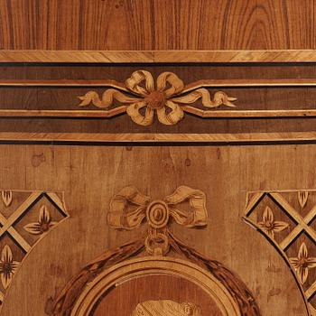 The "De Geer cabinets" a pair of demi-lune cabinets by Georg Haupt (master in Stockholm 1770-1784), Gustavian.