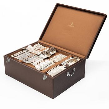 A 143-piece silver flatware set, 'Olga', mostly GAB and C.G.Hallberg Stockholm, 1872-1961.