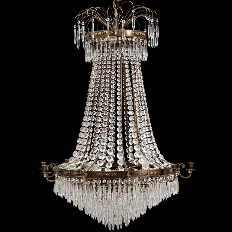 A CHANDELIER, Empire-style, second half of the 20th century.