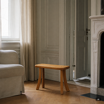 A solid pine stool, signed RO -99, Sweden.