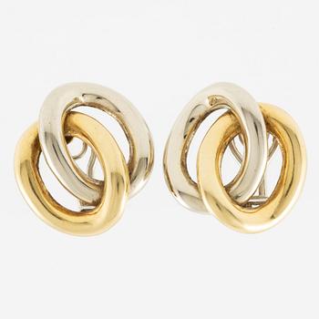 Earrings, a pair, 18K white gold and gold, Italian hallmark.