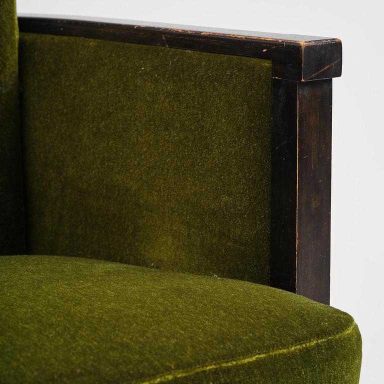 A pair of 1930s birch armchairs.