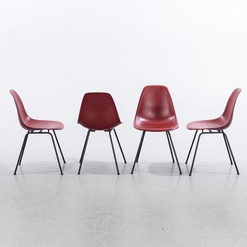 A set of six CHARELS AND RAYE EAMES DSX chairs.
