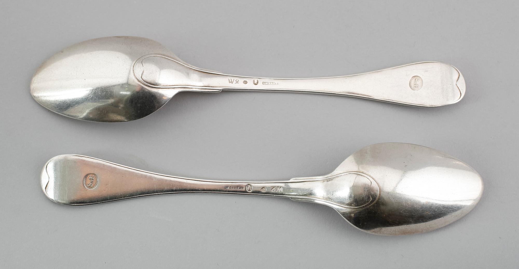MATSKEDAR, 4 st, silver, Petter Eneroth, Stockholm 1803. Vikt ca 254 gram.