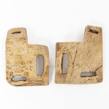 Selkna, a pair, moose antlers, one marked 1734.