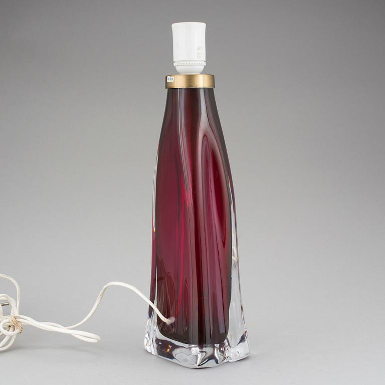 BORDSLAMPA, glas. Carl Fagerlund, Orrefors, 1960-tal.