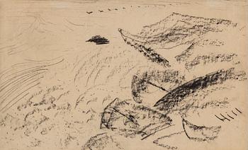 CARL FREDRIK HILL, Charcoal, signed and.