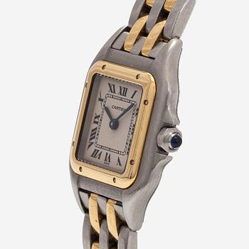 Cartier, ”Panthère”, rannekello, 21 x 21 mm, kultaa/terästä, kvartsi.