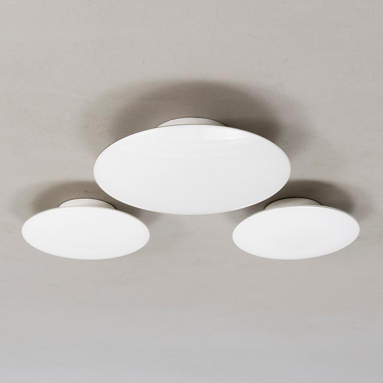 ARNE JACOBSEN, WALL LAMPS/ CEILING LAMPS, 3 pcs, "AJ-Eklipta", Louis Poulsen/ license Orno Stockmann 1960s.