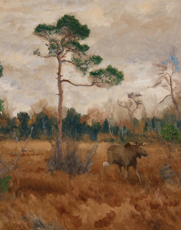 Bruno Liljefors, Autumn Landscape with Moose.