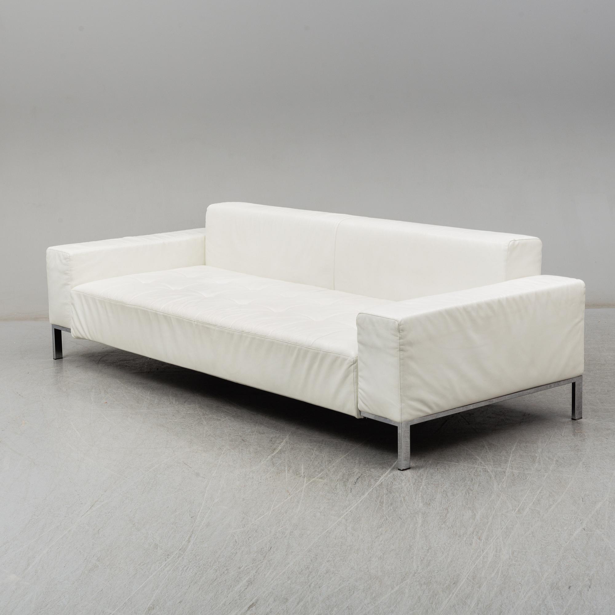 EMAF PROGETTI, an 'Alfa' leather covered sofa from Zanotta, Italy.