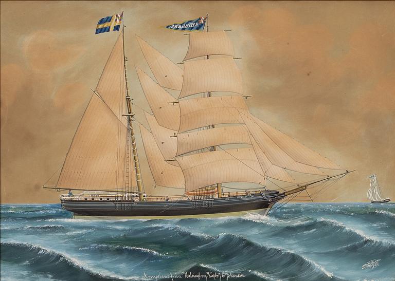 Lars Petter Sjöström, Råsegelskonaren "Amycalene" från Helsingborg (Kaptn E Johansson).