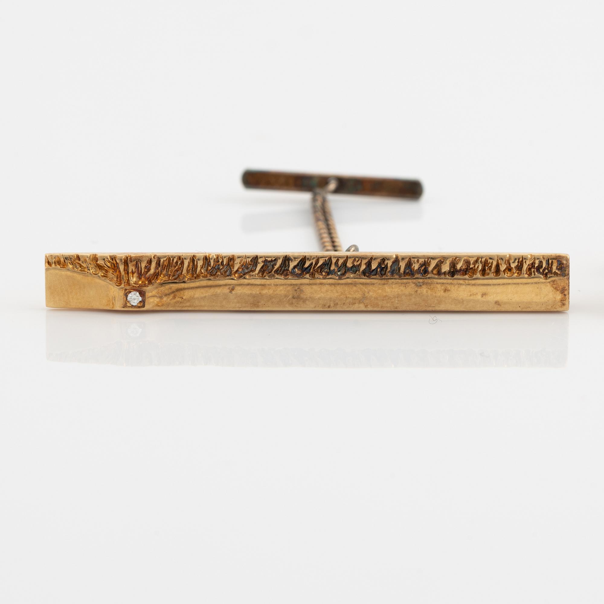 Bengt Hallberg, smyckesset, 3 delar, 18K guld, med små diamanter.