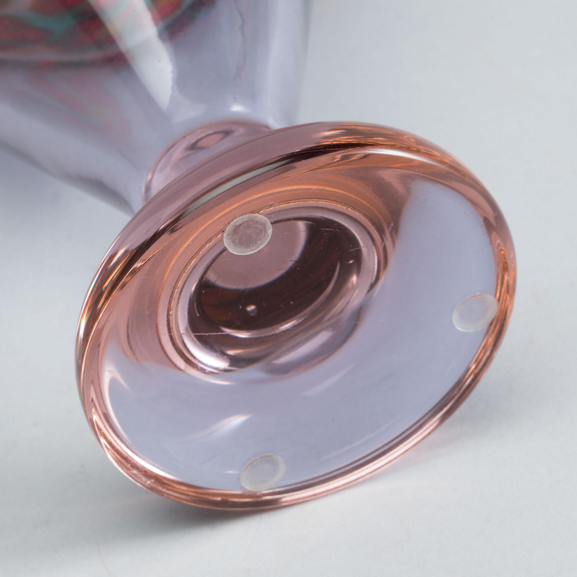 AN ANTONIO DA ROS MURRINES AND ALEXANDRITE GLASS VASE, Murano Cenedese around 1960-65.
