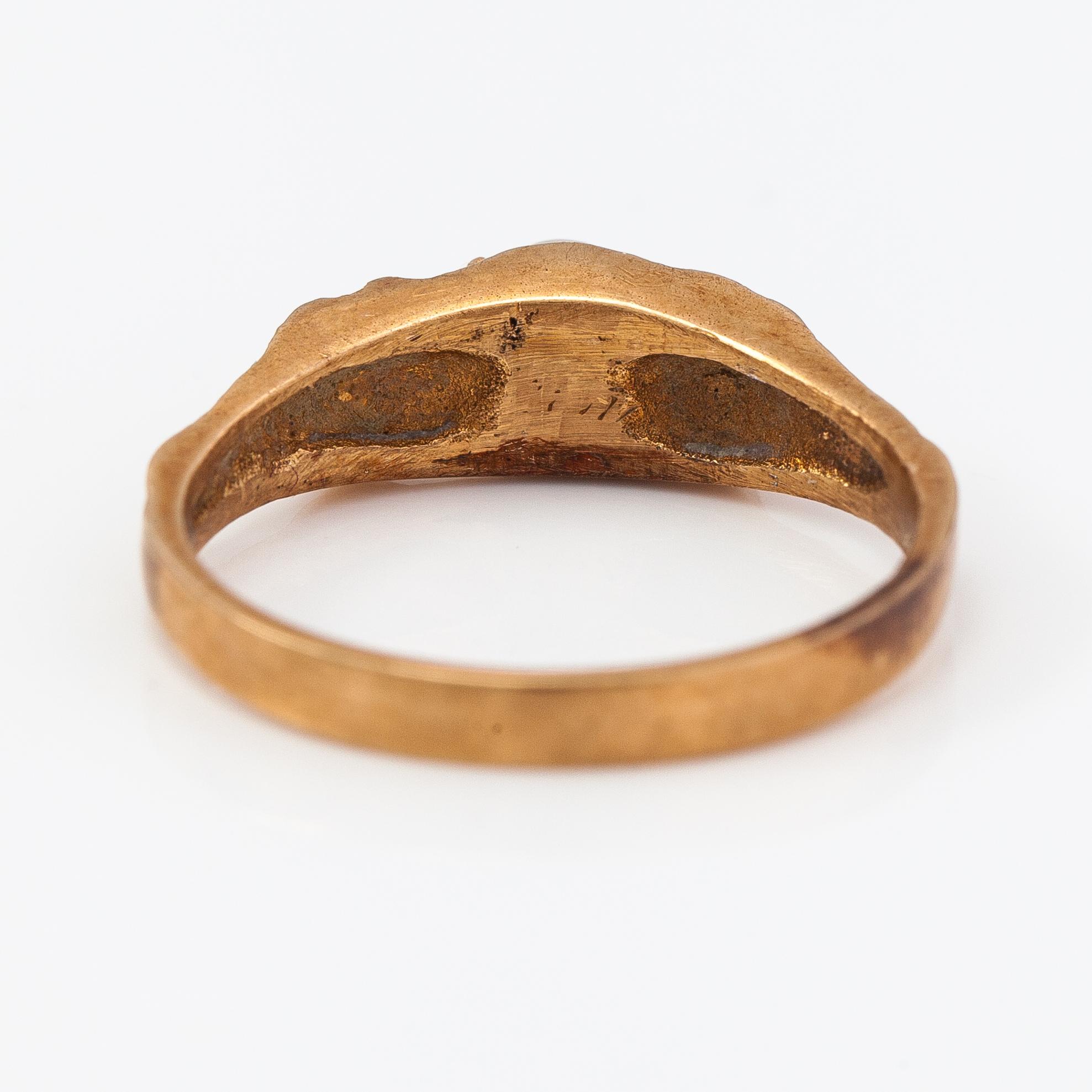 Björn Weckström, Ring "Litet ord", 14K guld, odlad pärla. Lapponia 1970.