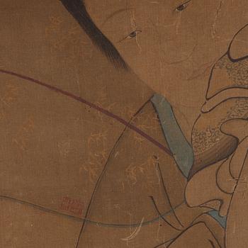 A large scroll painting by anonymous artist, ink and colour on silk, Qing dynasty, 18th century.