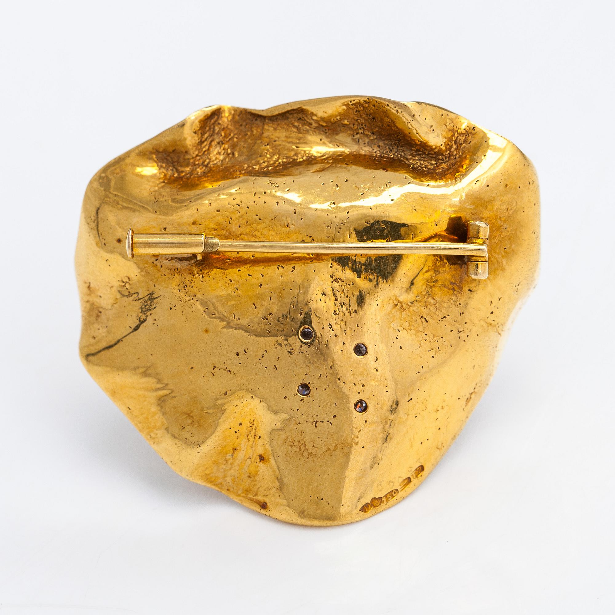Lotta Orkomies, Brosch, 18K guld och diamanter ca 0.21 ct tot. A.Tillander, Helsingfors 1972.