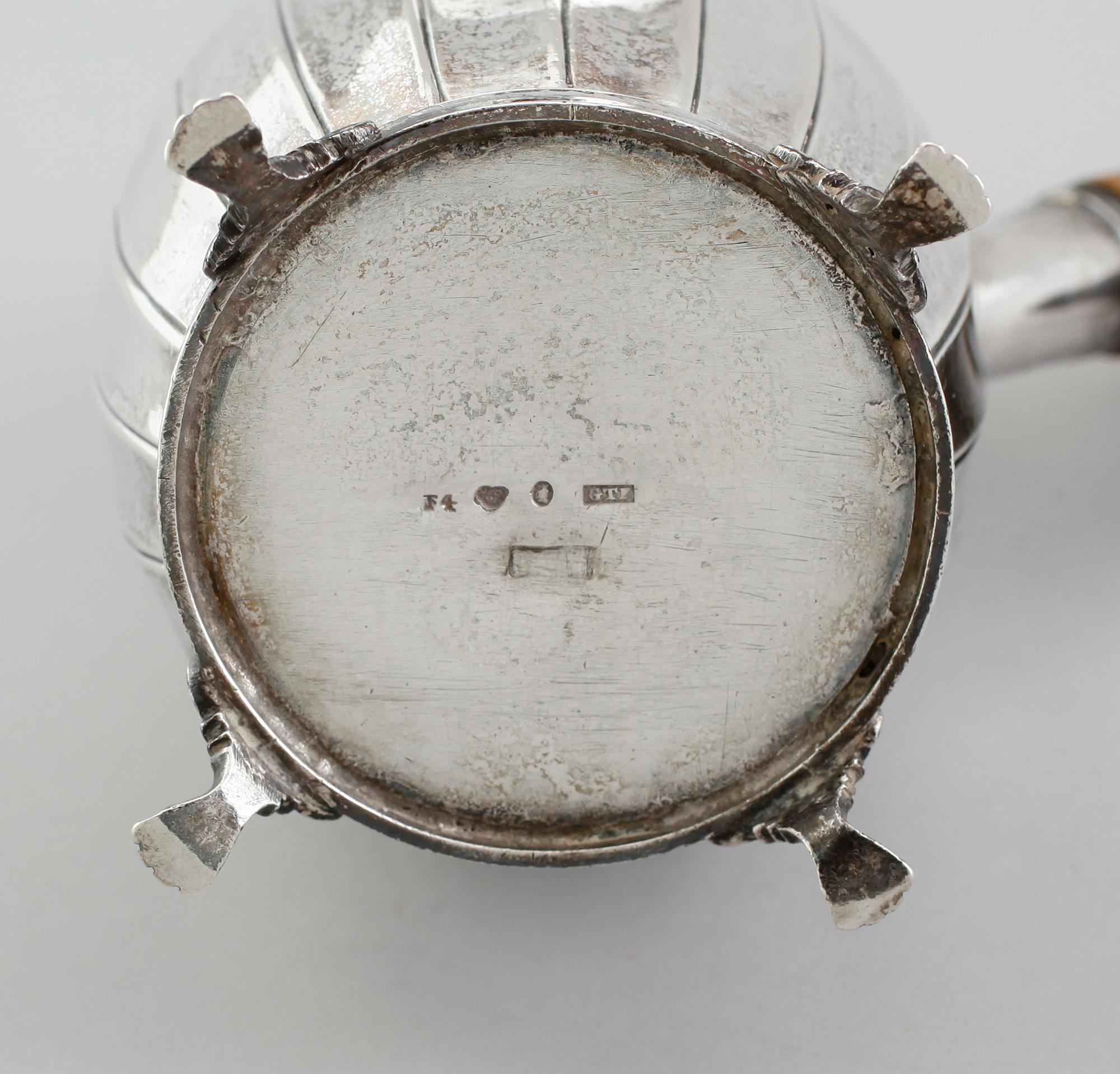 CHOKLADKANNA, silver, Gustaf Theodor Folcker, Stockholm 1836. Vikt ca 321 gram.