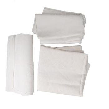 Two linen damask tablecloths and 23 napkins, Klässbol.