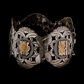 ARMLÄNK, 18k guld och sterlingsilver, Peru. Vikt 48 g.