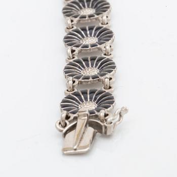 GEORG JENSEN bracelet silver and black enamel, 'Daisy.