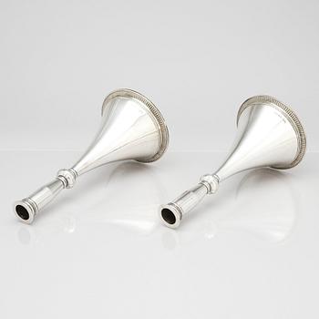 Wiwen Nilsson, a pair of silver candlesticks, Lund Sweden 1939, the so called 'byzantine' model.