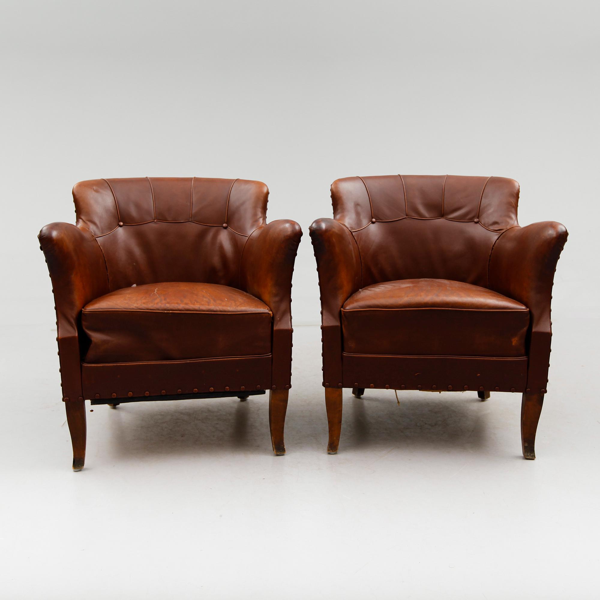 FÅTÖLJER, 1 par, 1900-talets första hälft.